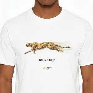 Life's A Blur Blur Cheetah Motivational Tee, Soft Skin-Friendly T-Shirt, Launch Club Trendsetter Gift Essential, Unisex Short Sleeve Graphic Shirt, Casual Streetwear Novelty Apparel for Men and Women