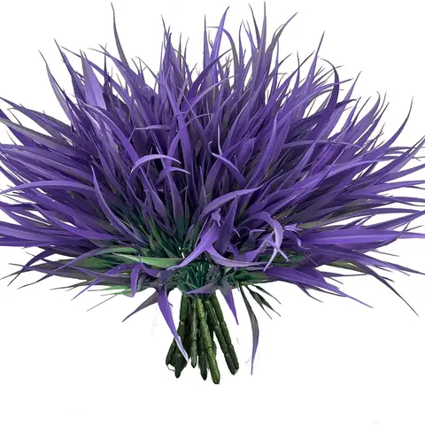 6 Bouquets（No Pot） UV Resistant Artificial Grass Plant in Pot | Faux Outdoor Plants for Front Porch Patio Balcony Garden Decor
