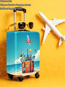 Airplane Pattern Luggage Protector, Durable Thick Fabric, Fits 20-28 Inch Suitcases, Travel Essential, All Seasons Use
