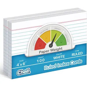 Ruled Index Cards 4x6 Inch Heavyweight 100 Count Ruled Front and Blank Back 65 lb. Cover Weight White
