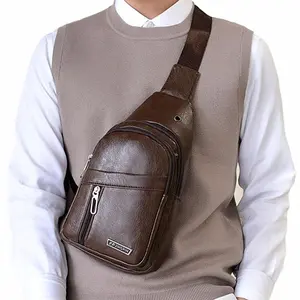 Men's Multi Layer Single Shoulder Bag Outdoor Leisure Crossbody Bag Chest Bag Black Brown Khaki