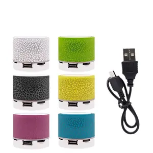 Mini crackle sound USB plug-in wireless speaker, small wireless LED light subwoofer Bluetooth speaker