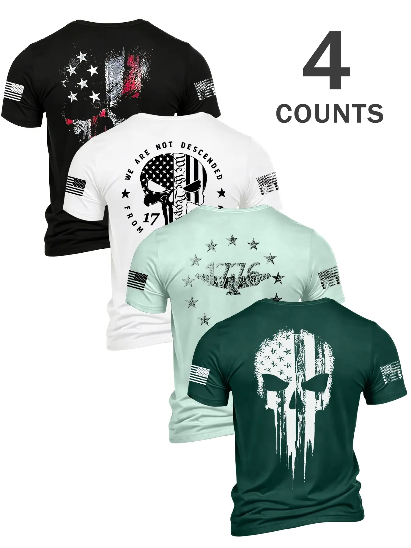 Summer Men's Retro Skull Round Neck Short Sleeve T-Shirt Set, Soft Breathable Comfort, Casual Streetwear Outdoor Fashion, Multiple Colors Available