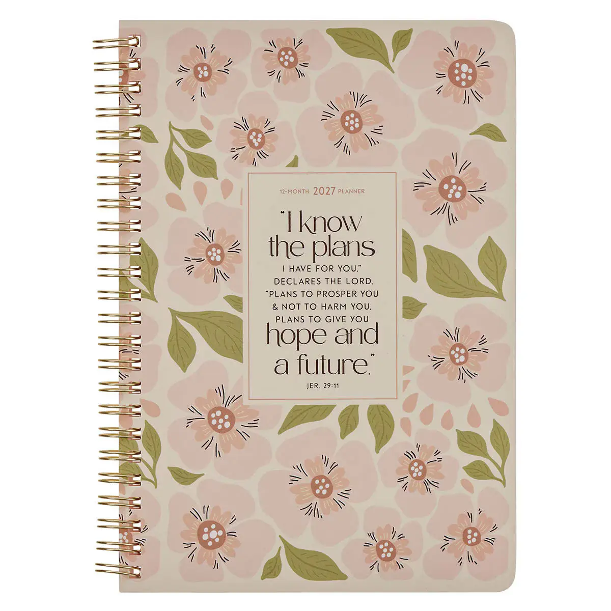 2027 "I Know the Plans" Spiral Weekly Planner - Jeremiah 29:11, 12-Month Office Stationery Planner, 118 1-Color Pages, Student-Focused, with Brainstorming & Contact Information Sections, 118 One-Color Pages, 12-Month Planner