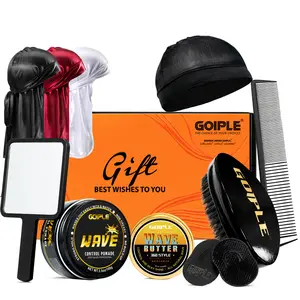 【360 Wave Set Gift Box】Strong Hold Wave Pomade for Men, Easy Wash 360 Wave Hair Cream Grease , Moisture, Silky Shine, Brush and Durag Cap Haircare Nourishing