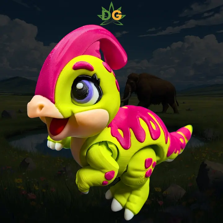 DG Movable Cute Baby Parasaurolophus Flexi Figure, Articulating Animal Figurine, Decorative Sculpture for Home Decor Ornaments