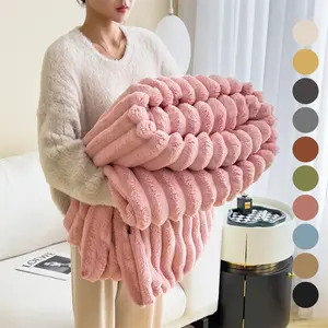Faux Rabbit Fur Soft Fleece Blanket, Soft Warm & Cozy Throw Blanket, Versatile All-season Gift for Home, Office, Travel, Twin/Full/Queen/King available in various sizes, Soft Fluffy Blanket
