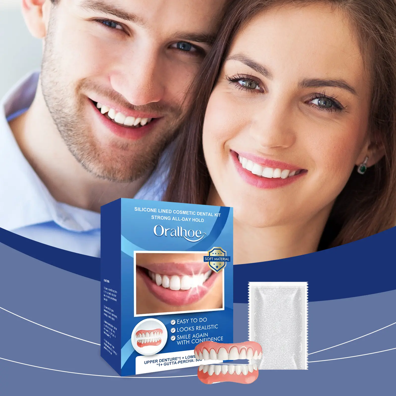 Oralhoe Teeth Whitening Veneers Comfortable Material False Teeth for Smile Enhancement Natural Looking Dental Veneers for Daily Use