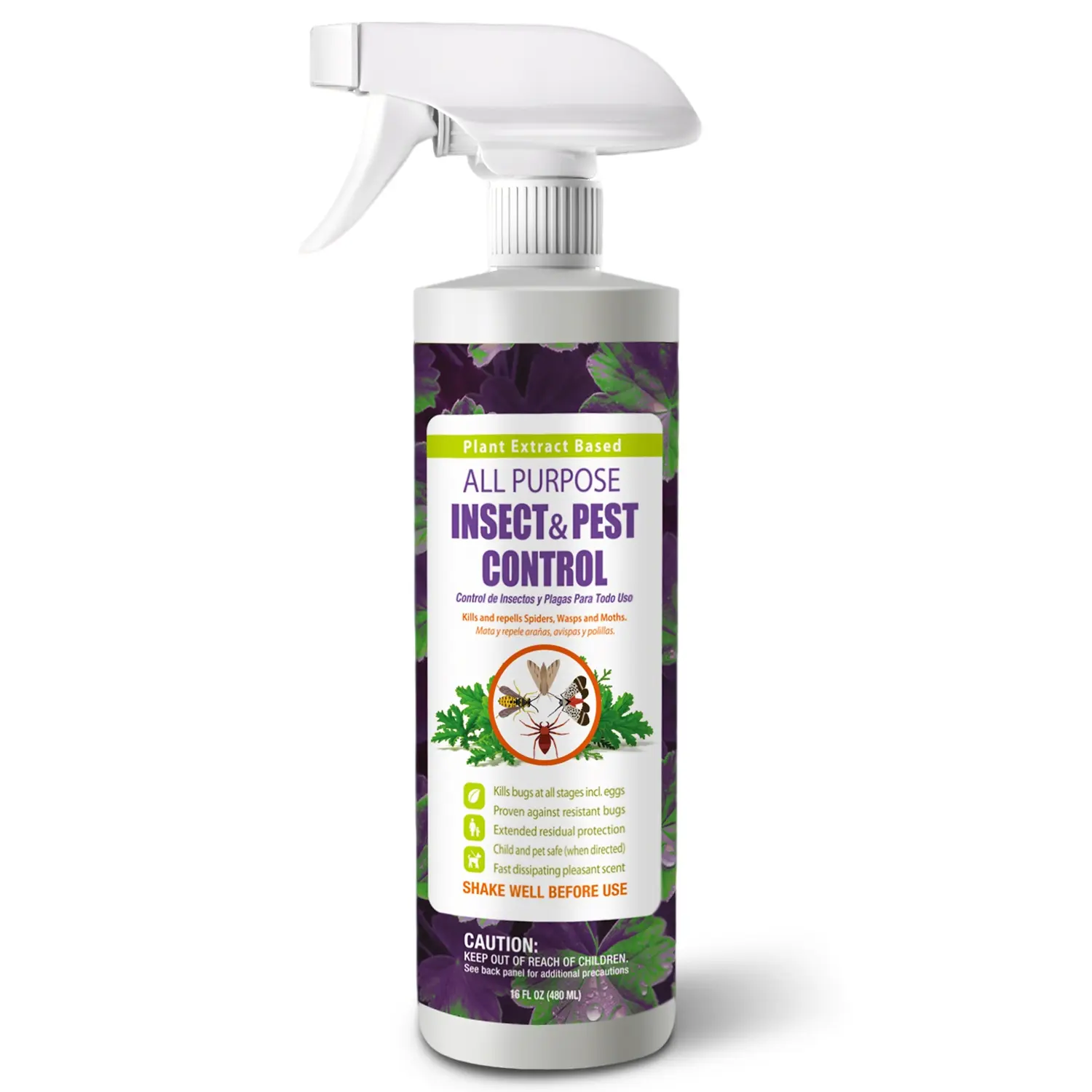 EcoVenger by EcoRaider All Purpose Insect Control 16 oz, Fleas, Fruit Flies, Gnats, Moths, Roaches, Spiders, Fast Kill, Lasting Prevention, Kill Eggs, Plant Extract Based & Non-Toxic, Child & Pet Safe