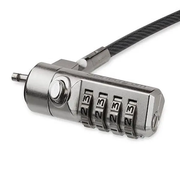 Startech LTLOCK4D 4-Digit Keyless Combination Padlock with Dock, 0.3 lbs, 360° Rotation, 90-degree Pivoting Swivel Hinge, Device Compatible Laptop Security Lock, Portable Office Users Travel Hardware Tool