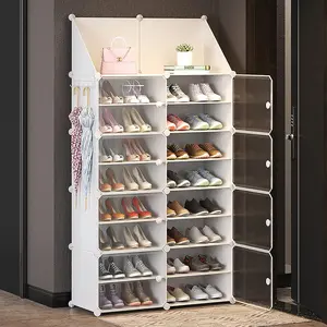 Shoe Rack Storage Cabinet with Doors, Key Holder, Portable Organizer for Your Shoes