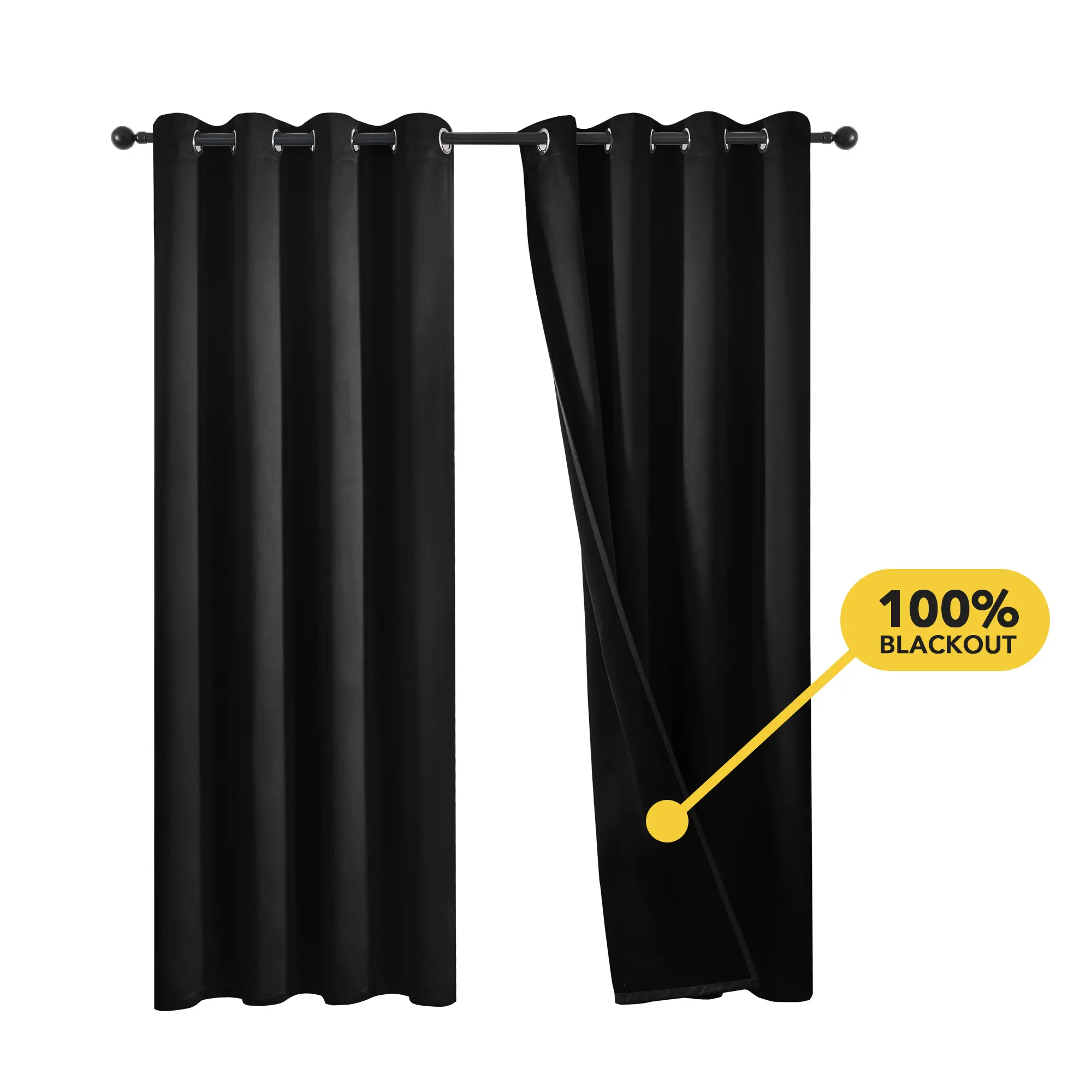 Deconovo Classic 2-Panel 100% Polyester Blackout Grommet Curtains - Non-Customised, Double Layer, High Thread Count, Thermal, Noise-Reducing, Privacy Focus, Machine Washable for Easy Upkeep, Ideal for Living Room, Bedroom for Peaceful Nights