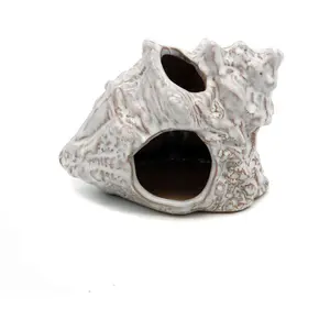Aquarium Decorations Cave Ceramic Sea Shell Decor, Rock Cave Decor for Shrimp Cichlid Hiding Fish Tank (Sea Shell A) Large Natural Conch Shell Fish Tank Hideout Large Natural Conch Shell Fish Tank Hideout