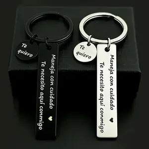 2026 Spanish Personalized Pattern stainless steel Drive Safe Keychain Te Quiero & Maneja Con Cuidado exquisite Gift for Boyfriend on Birthday Father Day Valentines Day Gifts Outdoor Accessories Spanish Styles