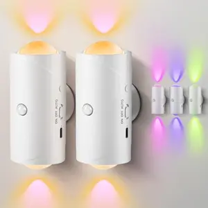 Smart Rechargeable LED Night Light with Motion Sensor | RGB Gradient & Dimmable Wall Lamp | Magnetic Stick-On Design, USB Charging, Long-Lasting Battery | Perfect for Halloween, Bedroom, Stairs, Hallway & Entryway Decor