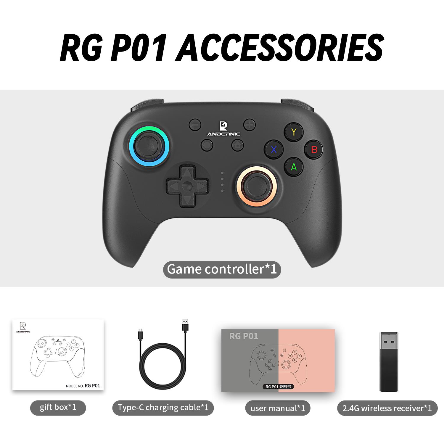 ANBERNIC RG P01 Game Controller Compatible For PC Steam Switch Android IOS Connection Methods Bluetooth 5.3/Wired/2.4G Wireless Game Console Accessories Give high-end gifts Smartphone