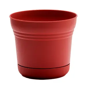 212 MAIN Durable Bell-Shape Plastic Saturn Planter - 6.5x7 in, Burnt Red, with Water Retention, Drainage Holes