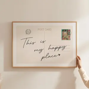 [UNFRAMED POSTER] This is my happy place, Vintage Postcard Poster Trendy Apartment Aesthetic Bar Cart Decor Horizontal Print Matisse Postage Stamp Wall Art