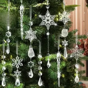 Limited Christmas Sale! 21pcs Crystal Snowflake Ornaments – Sparkling Tree Decorations for Festive Home Decor