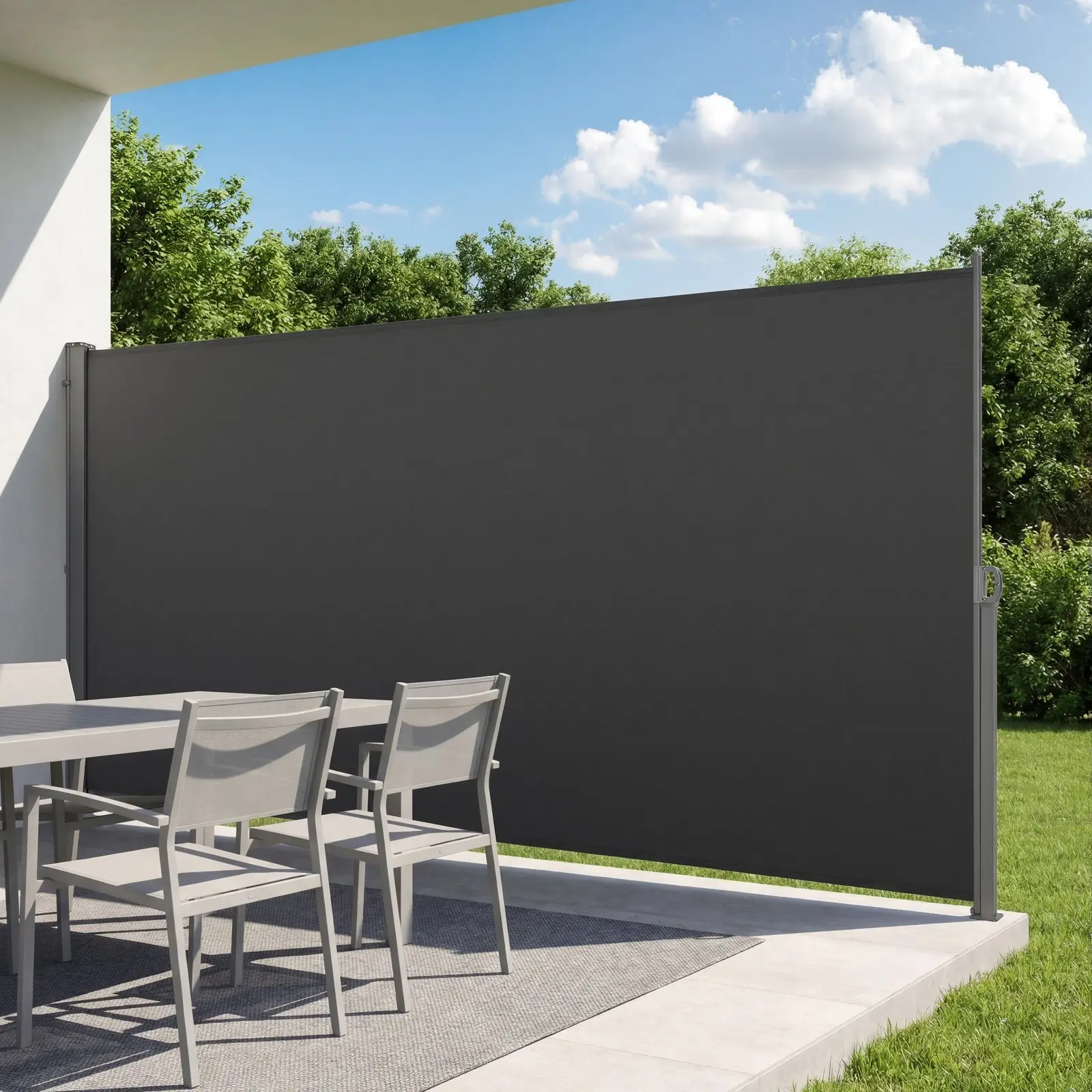 VEVOR Retractable Side Awning Outdoor Shade Shelter, 73"x165" Patio Retractable Side Screen with 180 g/m² Polyester Fabric, Waterproof Sunshades for Patio Privacy Divider for Garden, Balcony