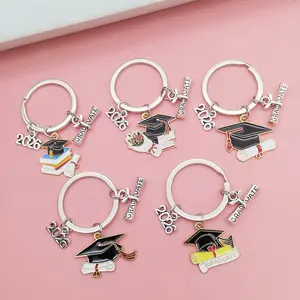 2026 Graduation Metal Keychain, Cute Alloy Oil Drop Bachelor Cap, Memorial Gift Pendant, Unisex Fashion Accessory, Keychain Set