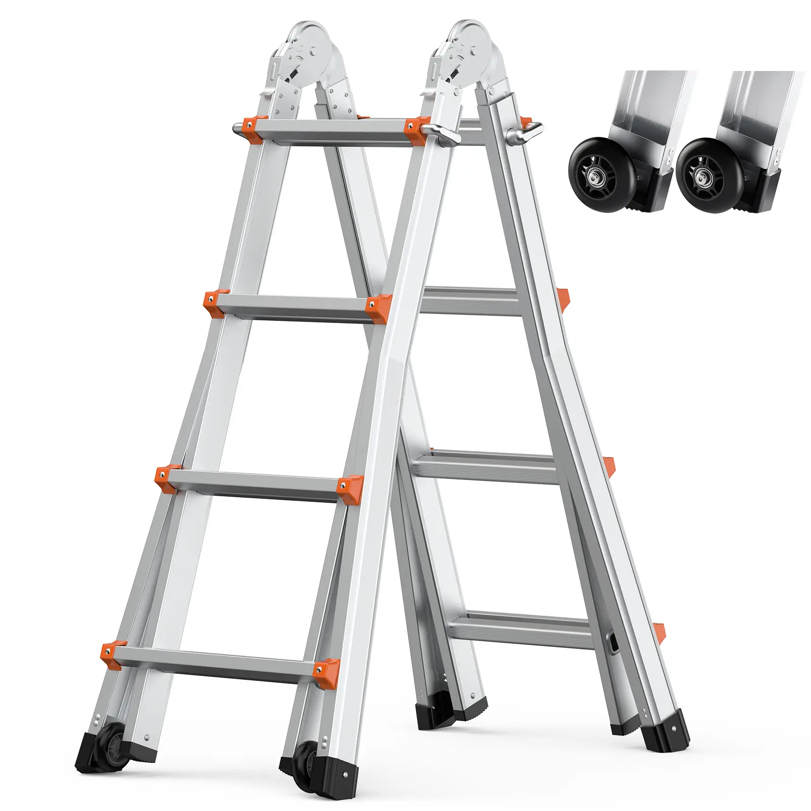 【Summerfinds】VEVOR Telescoping Ladder A Frame 15 FT Compact Aluminum Extension LadderMulti-Function Portable Collapsible RV LadderTelescopic Ladder for Homework Stairs Indoor Outdoor Roof330lb Load, Aluminium Telescopic Ladder, Sturdy Portable Ladder