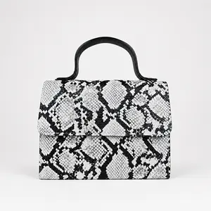 Faux Snakeskin Mini Top Handle Bag | Black and White Python Purse | Mob Wife Aesthetic