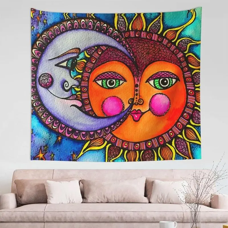 Tapestry  Tapestry Sun and Moon Celestial Hippie Art Tapestry Wall Hanging Home Decorations Wall Blanket Decor for Living Room Bedroom Dorm. bedroom decor cool stuff for room leopard room decor anime room decor stuff for your room cheap tapestry