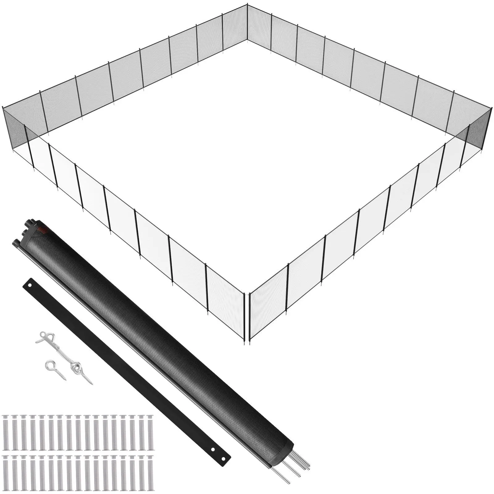 【Summerfinds】VEVOR Pool Fence, 4 x 96 FT Pool Fences for Inground Pools, Removable Child Safety Pool Fencing, Easy DIY Installation Swimming Pool Fence, 340gms Teslin PVC Pool Fence Mesh Protects Kids and Pets
