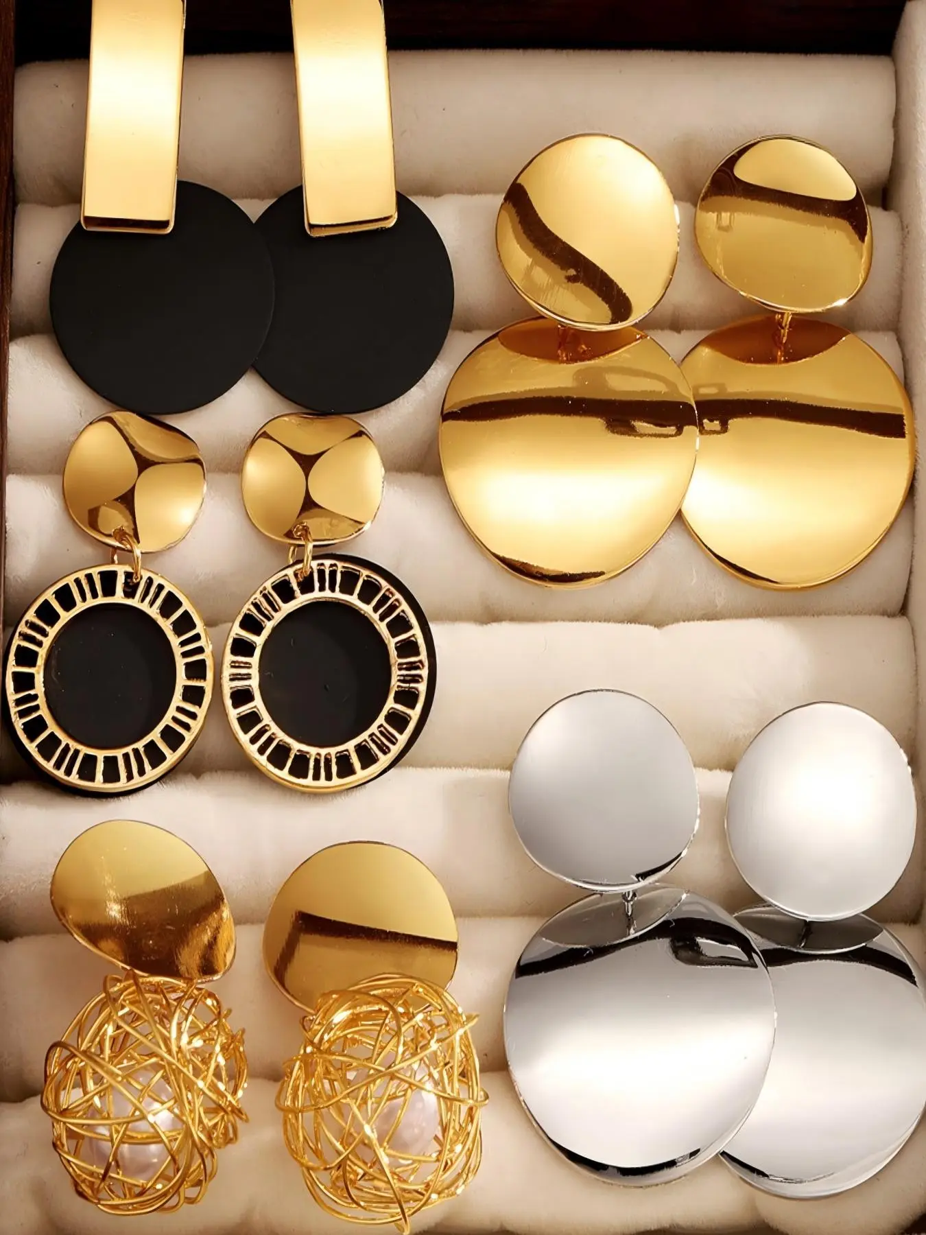 Women's Geometric Earrings Set, Earring Pack, Statement Earrings, Geometric Pattern, Drop Earring Type, Alloy Material, Vintage Elegant Design, Perfect for Parties & Events, Durable Stylish Jewelry Accessory, Trendy Jewelry