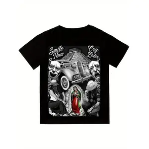 Cotton Men's Aztec-Inspired Graphic T-Shirt | 100% Cotton | Breathable & Stretchy | Round Neck, Short Sleeve | Hip Hop Street Style | Vibrant Printed Design | Machine Washable | All-Season Comfort Fit | Casual Daily Wear