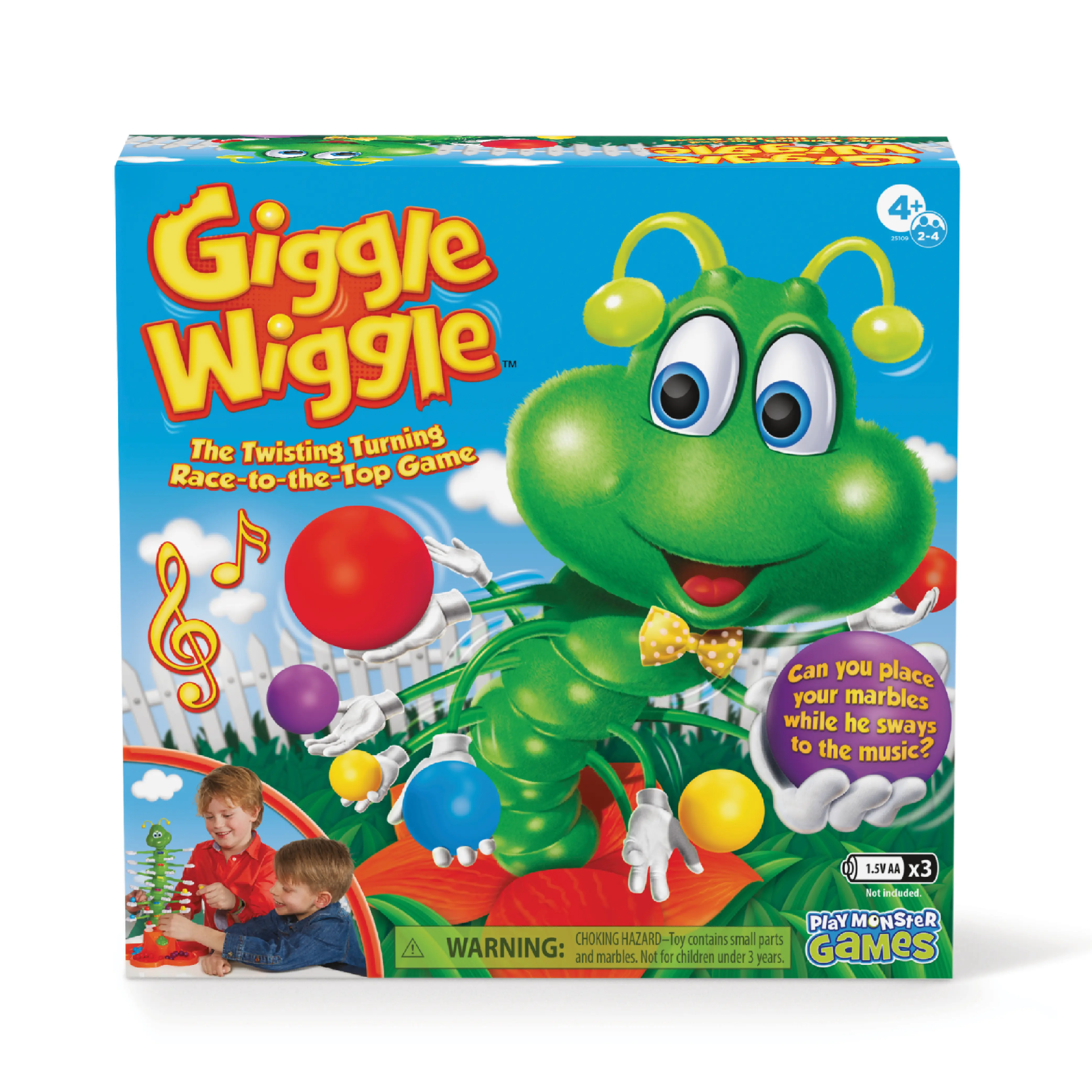 PlayMonster Games Giggle Wiggle Board Game for Kids Ages 4+ Hand-Eye Coordination Preschool Fun with Electronic Caterpillar & Marbles