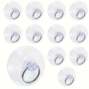 20pcs Clear Strong Suction Cup Hooks with Rings, Non-Slip Wall & Window Hanging for Kitchen, Bathroom & Bedroom Storage, Clear Key Ring, Suction Cup, Glass Hook, Hanger