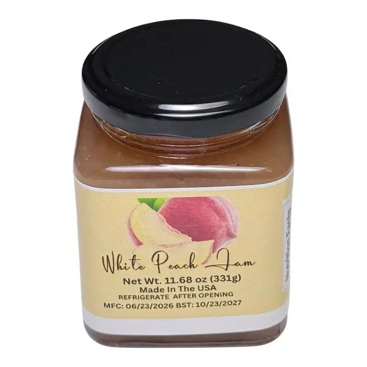 White Peach Jam - 11.68 oz Jar, Sweet Flavor Fresh Peach Spread, Made in the USA