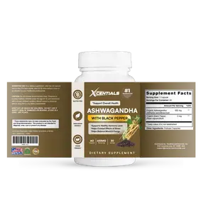 Xcentials Ashwagandha Supplement with Black Pepper for Stress Reduction, Brain Function, Energy & Stamina, Anti-Inflammatory, Immune Support, Natural Healing