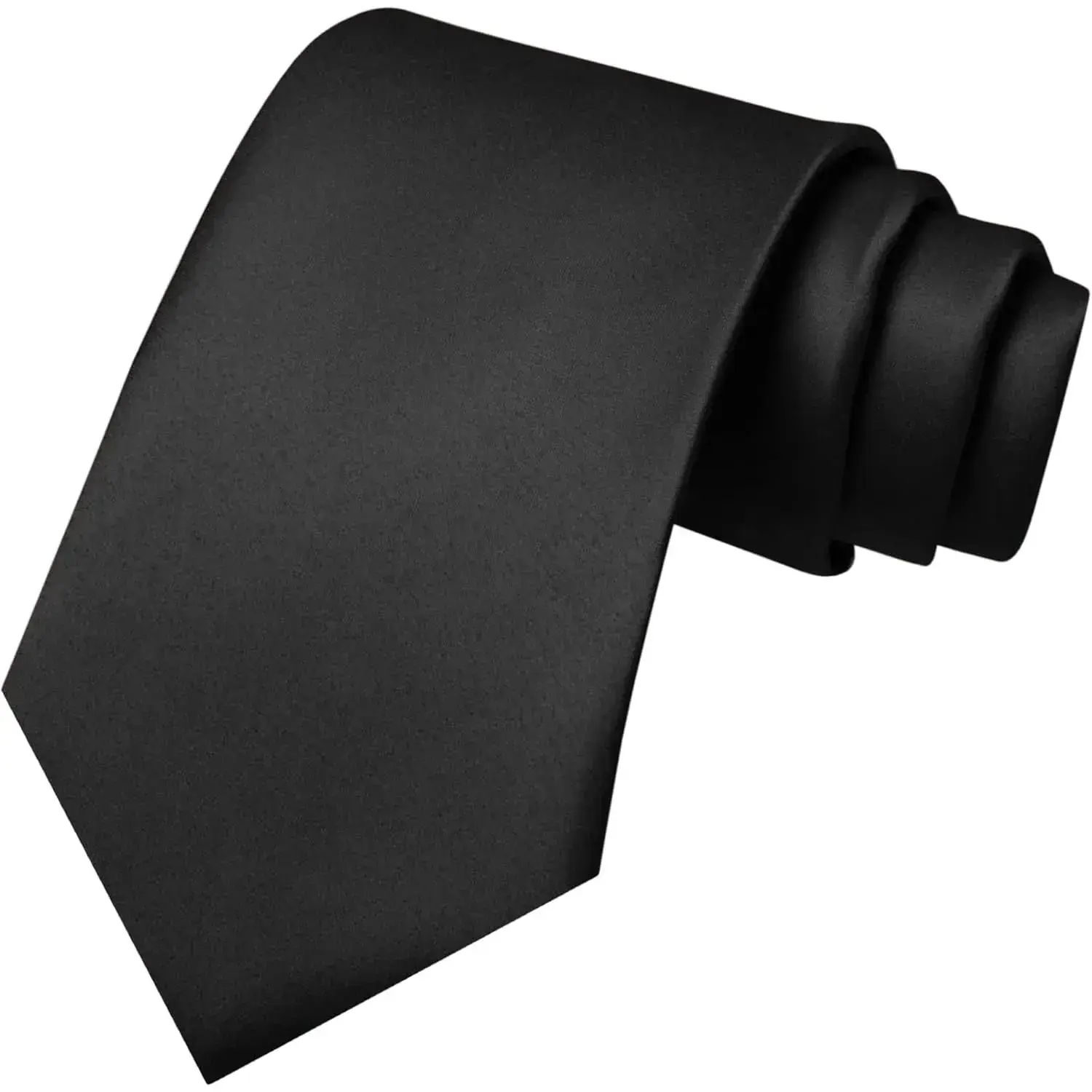 Mens Solid Color Elastic Necktie - Heavy Weighted, Jacquard Woven Satin Polyester, Silk Smooth for Business, Wedding