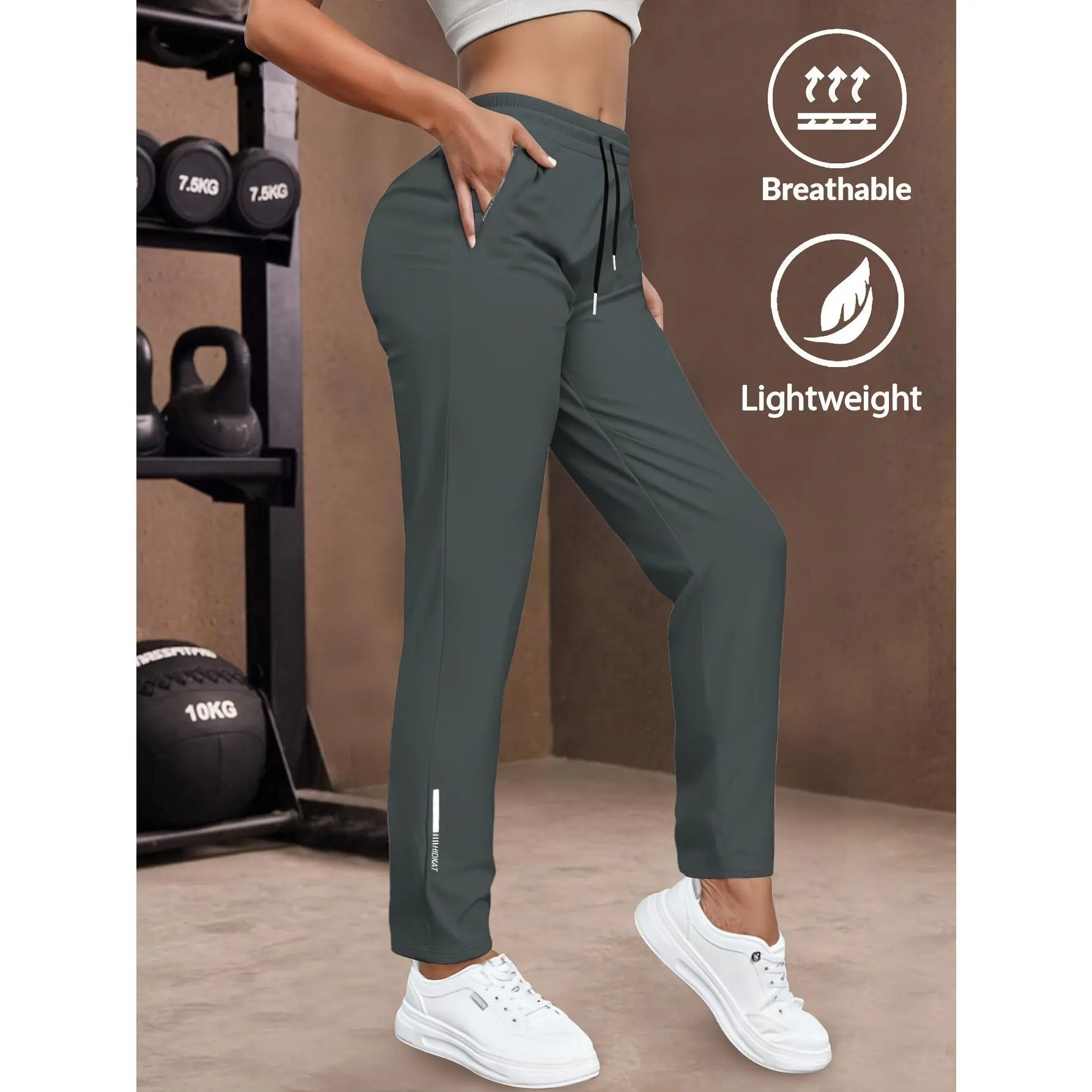 Women's sports and leisure trousers, elastic fabric, suitable for outer wear, running and fitness, pouch, drawstring.sweatpants women