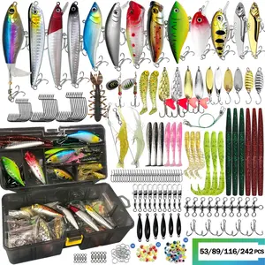 53/89/116/242pcs Fishing Lures Set, Includes Hard Bait, Soft Bait, Topwater Lure, Spoon Lures, Hooks, Box, Perfect Gift for Fishermen, Complete Fishing Gear Kit
