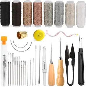 Upholstery Repair Sewing Kit Heavy Duty Sewing Kit with Awl Tools, Seam Ripper, Hand Stitching , Upholstery Thread, Leather Craft Tool Kit for Shoes Sofa Tent Carpet Leather Craft DIY
