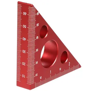 Alloy Right Angle Ruler 45/90  Layout Thickened Triangle Ruler Imperial and Metric Scales Isosceles Square Measuring Tool for Woodworking Red