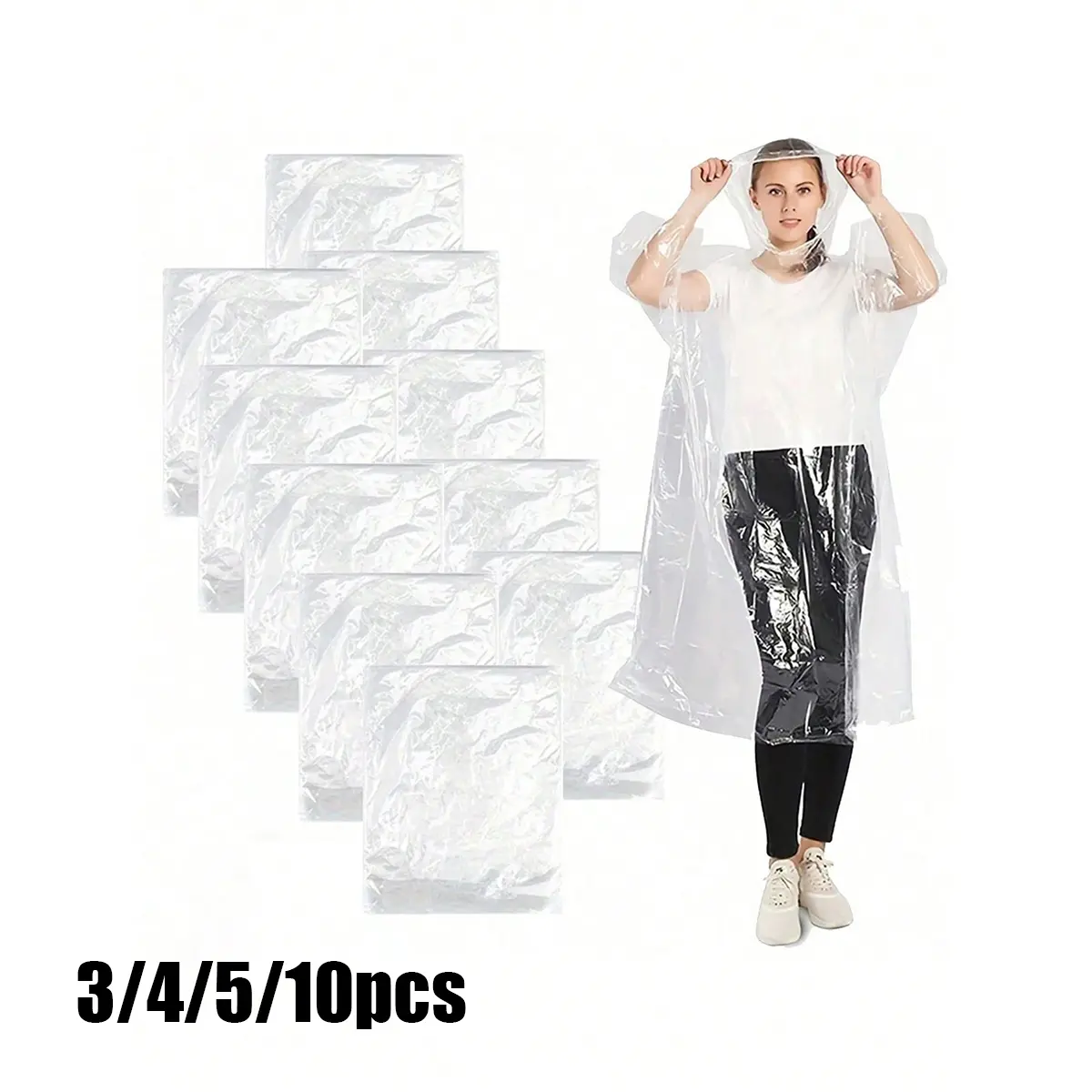 Disposable Heavy-Duty Raincoat With Windproof Hood, Portable Waterproof Poncho, Lightweight Rain Coat, For Travel And Outdoor Activities - Transparent And Disposable