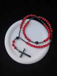 Elegant Turquoise Cross Pendant Necklace, Elegant Beaded Necklace, Unique Design Sweater Chain Gift for Men, Birthday Anniversary Valentine's Day Present