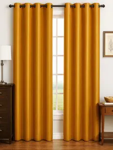 Luxury Glow Faux Silk Curtain Panel – 2 Panel Set, Each 54x84”, 8 Grommets, Elegant Light Blocking Drapes for Bedrooms Living Rooms -Mustard Yellow