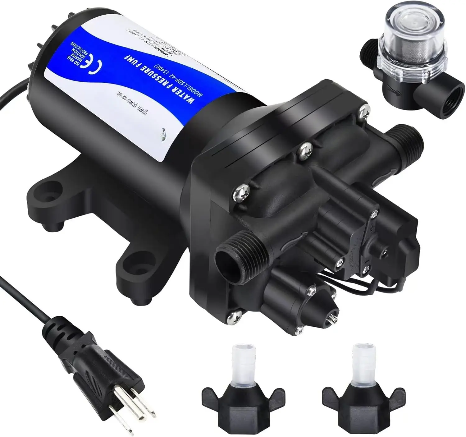 Fresh Water Pump 5.5GPM  Increase Booster Pump 75 PSI Transfer Pump 110V Self Priming on Demand Diaphragm Pump Washdown Pump for  Inline Water Pump for Garden Hose