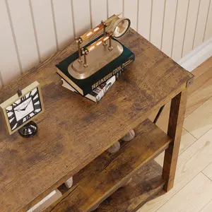 47 Inch Narrow Farmhouse Console Table, 2-Tier Wooden Sofa Table for Entryway Living Room Hallway Foyer Behind Couch, Ideal for Small Spaces