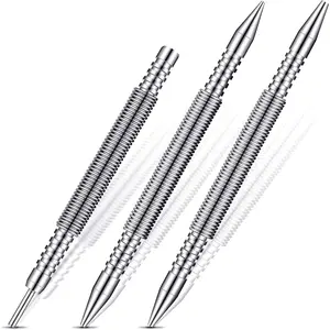 3 Pcs Dual Head Nail Setter and Hinge Pin Punch Set, Inch：1/32 ，1/16  , 3/32 ，1/8 , Hammerless Spring Nail Punch Door Hinge Pin Remover Tool 5000 PSI Striking Force