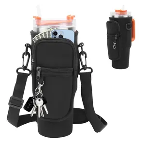 40oz Neoprene Water Bottle Carrier Bag with Adjustable Shoulder Strap Water Bottle Holder Pouch For Stanley Quencher Cup Sleeve