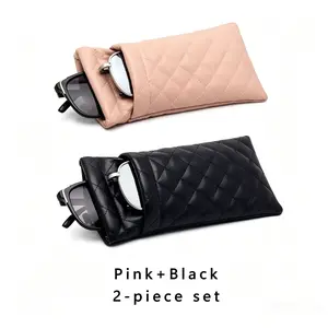 Portable PU Leather Glasses Storage Bag - Double-Layer, Easy-Carry Classified Organizer for Travel Cosmetics