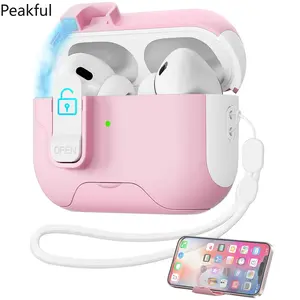 Secure Magnetic AirPods Case with Lock, Popular Shockproof Anti-Lost Protective Cover, Hard Shell with Strong Magnet Stopper, durable build & sleek design, great for preventing accidental drops and keeping earbuds safe