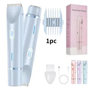 Dual Head Shaver Women, 2 in 1 Electric Bikini Trimmer for Women, Wet and Dry Electric Lady Shaver, Portable & Safe, Usb Rechargeable Shaver, Waterproof Cordless Shaver, Razor for Womens Private Area, Waterproof Body Trimmer, Intimate Pubic Trimmer